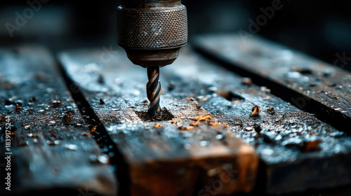 A worker using a power dril...