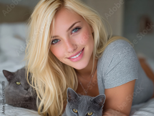 Crazy cat lady with cats
