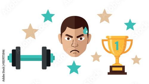 Motivation for fitness success illustrated through determination and achievement