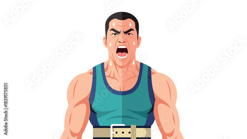 Determined athlete shouting in workout tank top