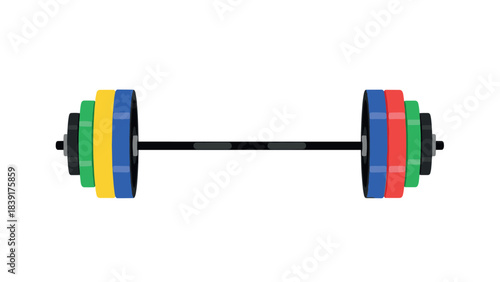 Colorful barbell on white background for fitness and gym designs