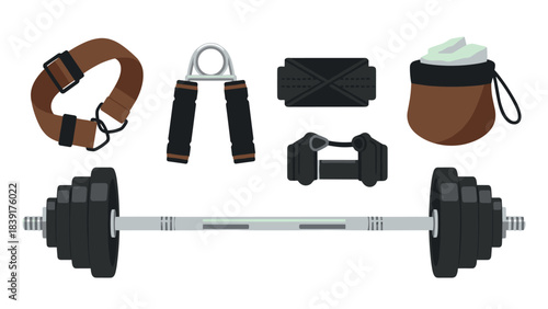 Essential gym equipment icons for fitness lovers and workout enthusiasts