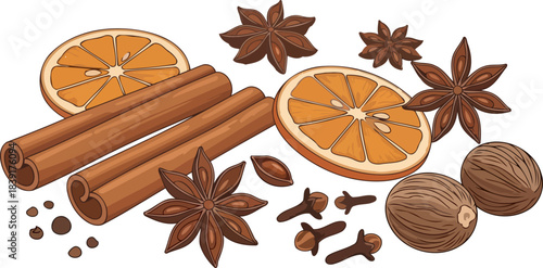 aromatic symphony crafting cozy moments with natures warm spices, isolated on transparent background