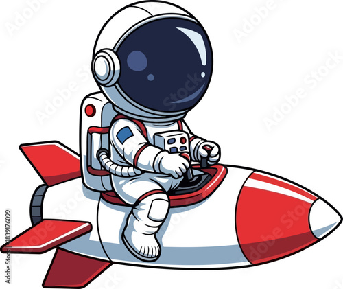 aspiration takes flight whimsical astronaut soars on a rocket adventure, isolated on transparent background