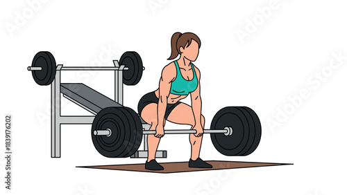 Female athlete performing deadlift exercise in gym setting