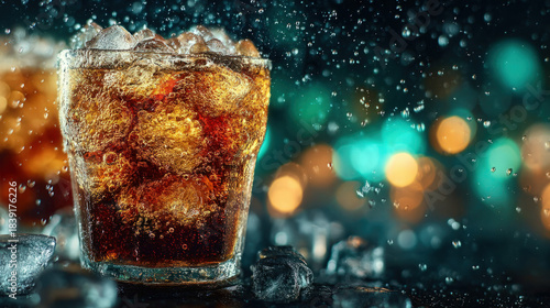 Fizzy drink bubbles rising ...
