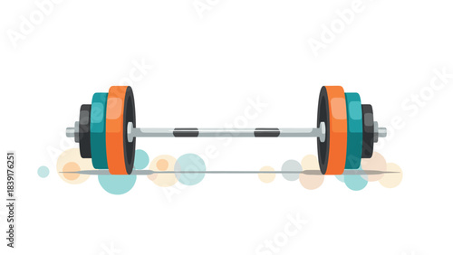 Colorful barbell with gradient weights on abstract bubble background
