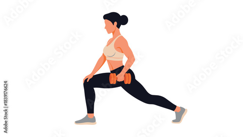 Fitness enthusiast exercising with dumbbells in modern flat design