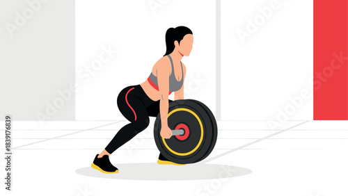 Athlete lifting barbell in gym setting with minimalist style