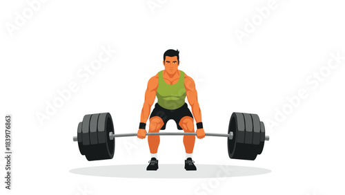 Athlete lifting heavy weights in dynamic pose