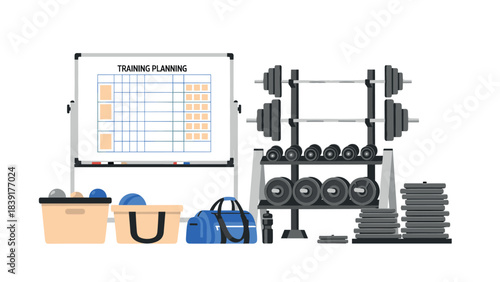 Gym equipment and training plan setup for effective workout routines