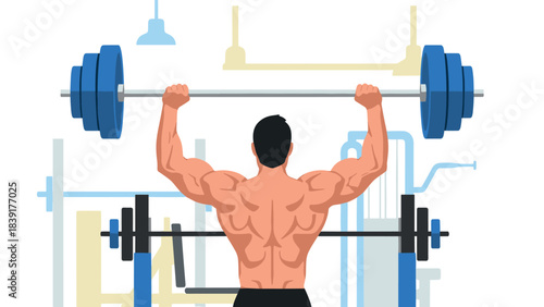 Muscular man lifting barbell in gym | fitness and strength training concept