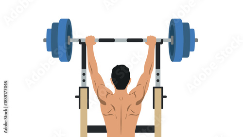 Man lifting weights on bench press: fitness and strength training design