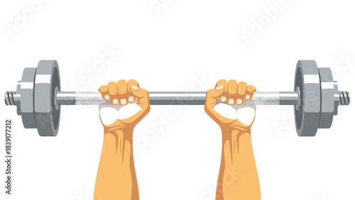 Hands lifting barbell in gym setting with focus on strength and fitness