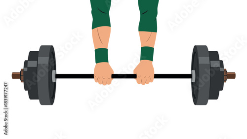 Barbell lifting illustration of arms in green sleeves