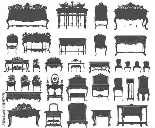furniture silhouette , blac...