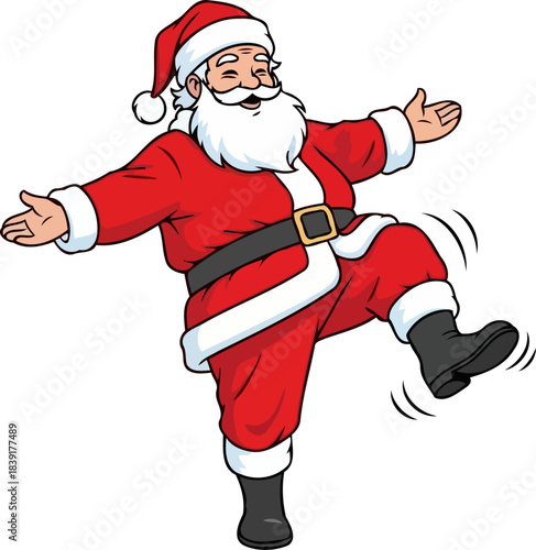 jolly santas festive jig spreading merriment with every lively step, isolated on transparent background
