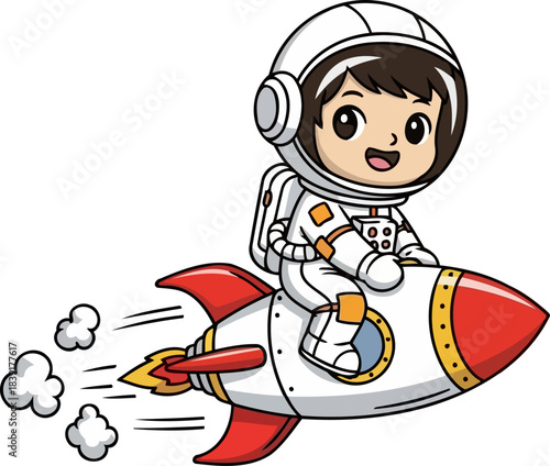 little pioneer blasting off igniting young imaginations towards cosmic horizons, isolated on transparent background