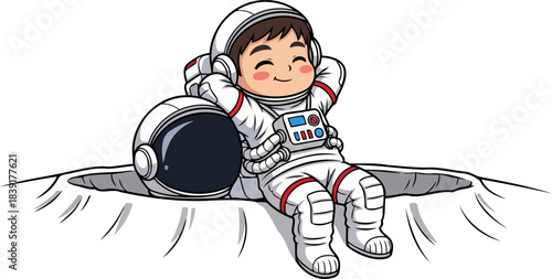 lunar respite an astronauts peaceful pause amidst cosmic wonders, isolated on transparent background