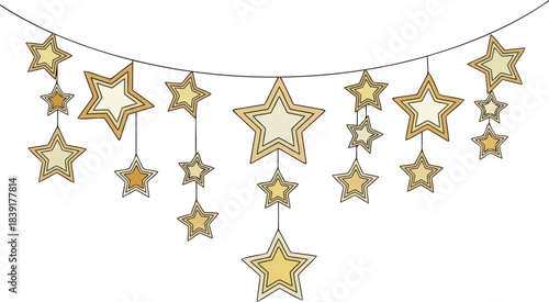 radiant starfall string embellishing moments of joy and festive wonder, isolated on transparent background