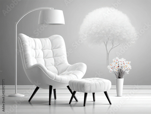White minimalist interior d...