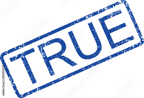 Authentic blue true stamp confirming validity and accuracy
