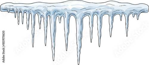 winters crystal fringe sparkling icicle border capturing the seasons delicate beauty, isolated on transparent background