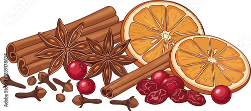 winters embrace a symphony of aromatic spices and festive flavors, isolated on transparent background
