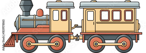 a whimsical journeys start chugging towards childhood dreams and new adventures, isolated on transparent background