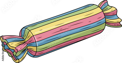 a spectrum of sweetness, wrapped in stripes, promising pure nostalgic delight, isolated on transparent background