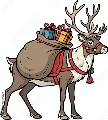 antlered courier of joy delivering the spirit of giving and winter wishes, isolated on transparent background