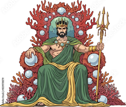 abyssal monarch ancient deitys majestic reign over oceanic depths, isolated on transparent background