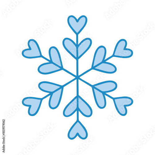 Cute Heart-Shaped Snowflake Icon