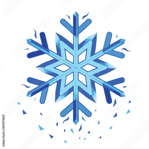 3D Ice Crystal Snowflake Illustration Frozen Winter Shard Effect