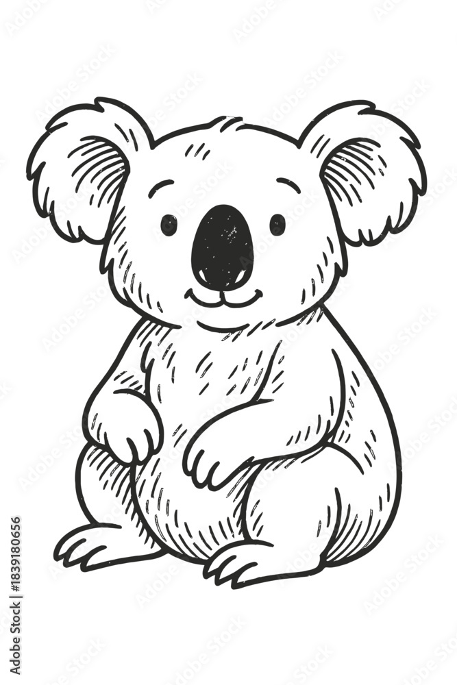 Φωτογραφία Cute baby koala art cartoon vector illustration drawing for a fun animal colorin