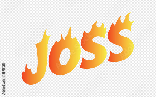 The word "JOSS" in fiery flames isolated on transparent background
