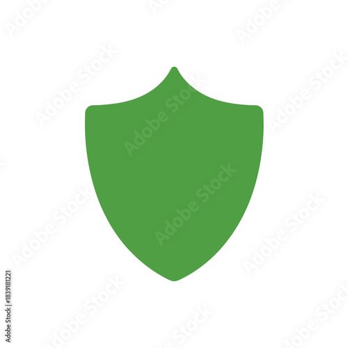 Solid green protection and security shield icon.