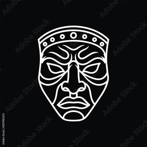 Symbolic tribal mask icon symbolizing ancient culture and traditional art, perfect for graphic design projects
