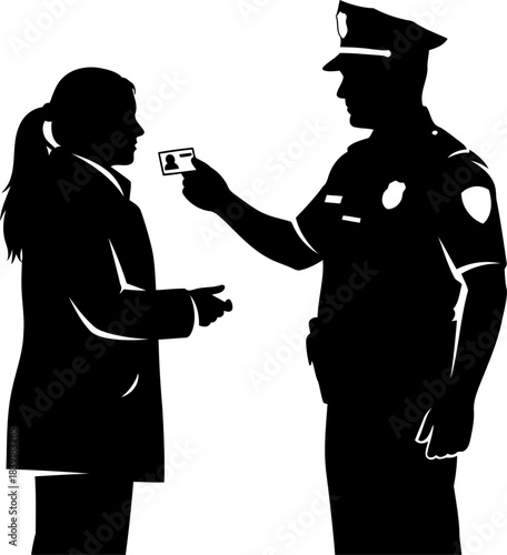 authoritys gaze confirming identity for public trust and security, isolated on transparent background