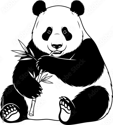 bamboo bliss an iconic gentle giant finds serenity in natures simple sustenance, isolated on transparent background