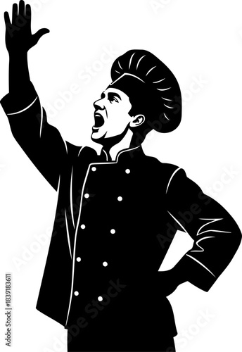 culinary triumph unleashed a chefs exuberant shout of victory and passion, isolated on transparent background
