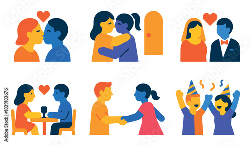 Colorful Kiss Icons Grid