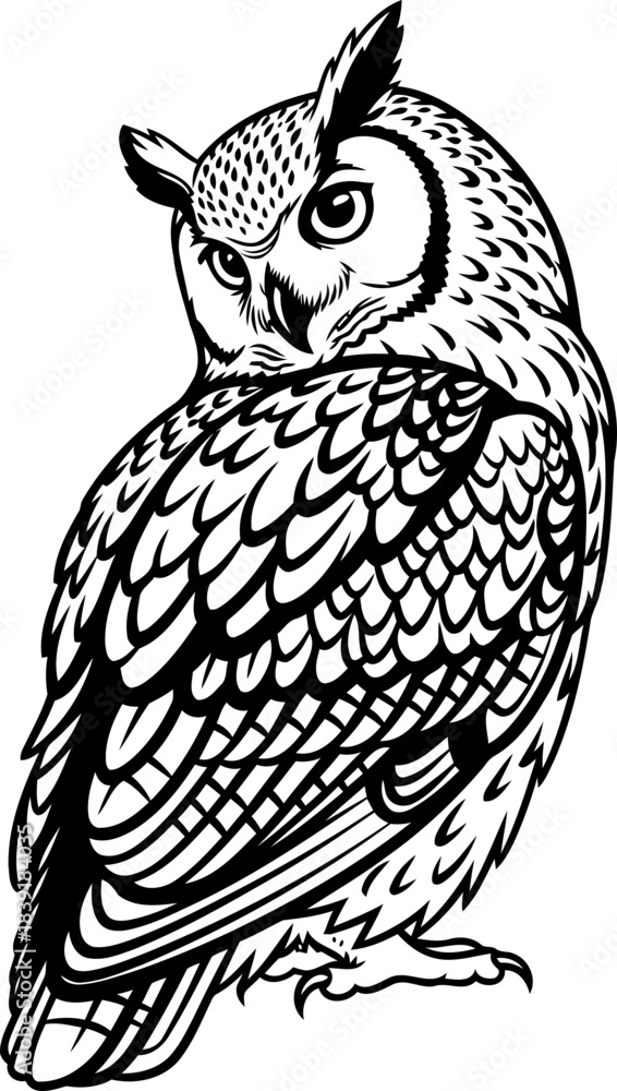 Fototapeta premium enlightened vision a stylized owl symbolizing profound intuition and vigilance, isolated on transparent background
