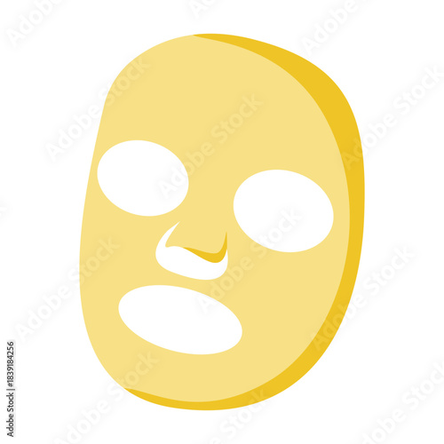 Yellow hydrogel sheet face mask. Vector illustration for spa routine design, and self care visuals 

