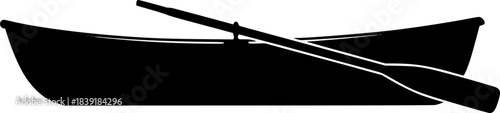 Vector Dinghy Boat with Oar Silhouette