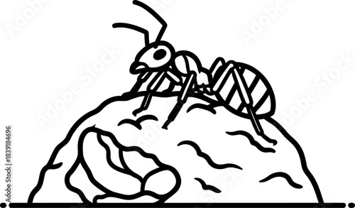 microcosmic mastery a diligent ant atop its crafted world, representing enduring spirit, isolated on transparent background