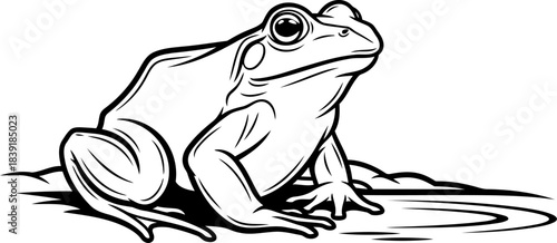 pondside visionary a timeless amphibian silhouette embracing natural stillness, isolated on transparent background