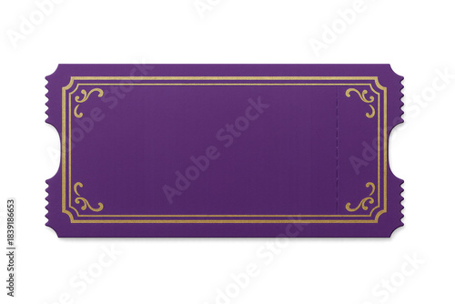 Purple and gold ornate ticket blank template