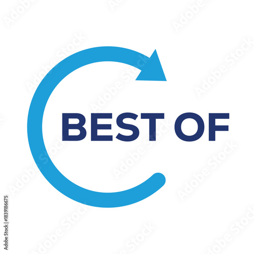 Bold “BEST OF” logo with modern blue typography and a dynamic circular arrow, ideal for annual report cover, year in review presentation, business summary, marketing recap and corporate branding.