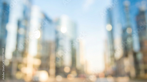 かすみ、ソフトフォーカス、ぼやけたビル街の風景写真　背景画像